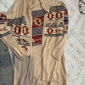Tribal Patterned Beige Cardigan